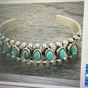 Turquoise and silver bohemian cuff bangle bracelet